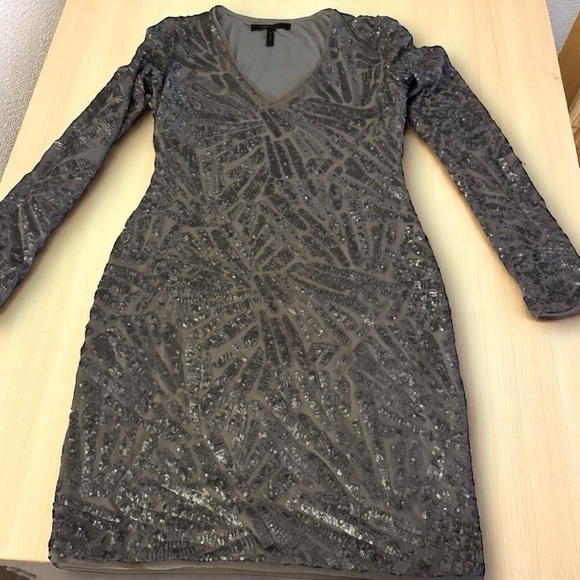 BCBGMaxAzria Silver Long Sleeve Dress - Picture 6 of 8